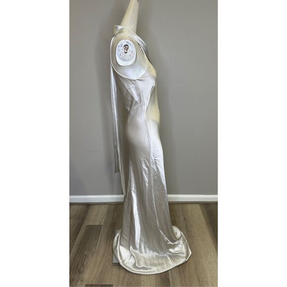 NWT GALVAN LONDON SATIN PANDORA DRESS PLATINUM SIZE US4 $1695 - Picture 12 of 15